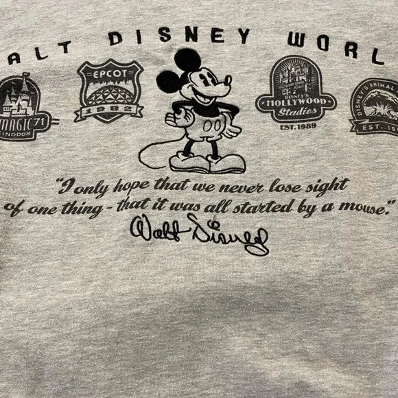 Disney Parks Adults Size Small Grey Sweatshirt Pockets Walt Disney World Mickey - Picture 10 of 13